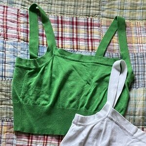 Garage Green and White Crop Tops M